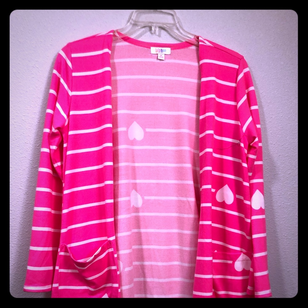 Lularoe Caroline pink with hearts Medium N…